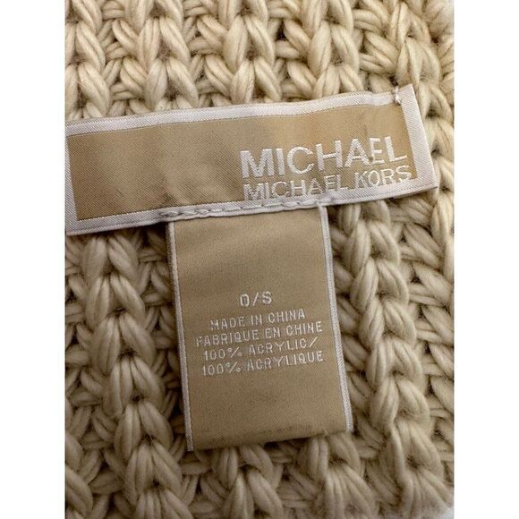 MICHAEL KORS Scarf With Pockets CREAM Gold Tone BUTTONS KNIT SCARF $68 - Picture 4 of 9